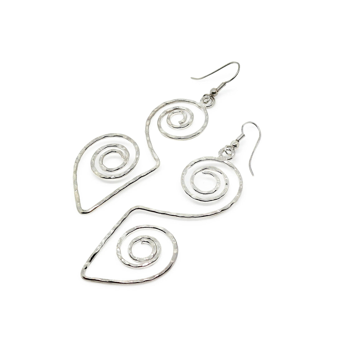 Øreringe, ørekroge dobbelt spiral, forsølvet og forgyldt messing Beadhouse of Copenhagen