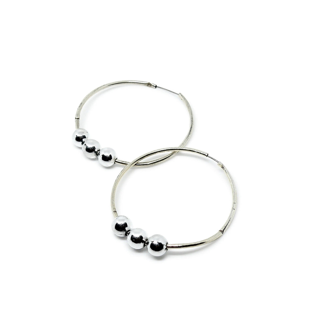 Øreringe, hoops med perler, forsølvet messing, 37 x 1,3 mm Beadhouse of Copenhagen