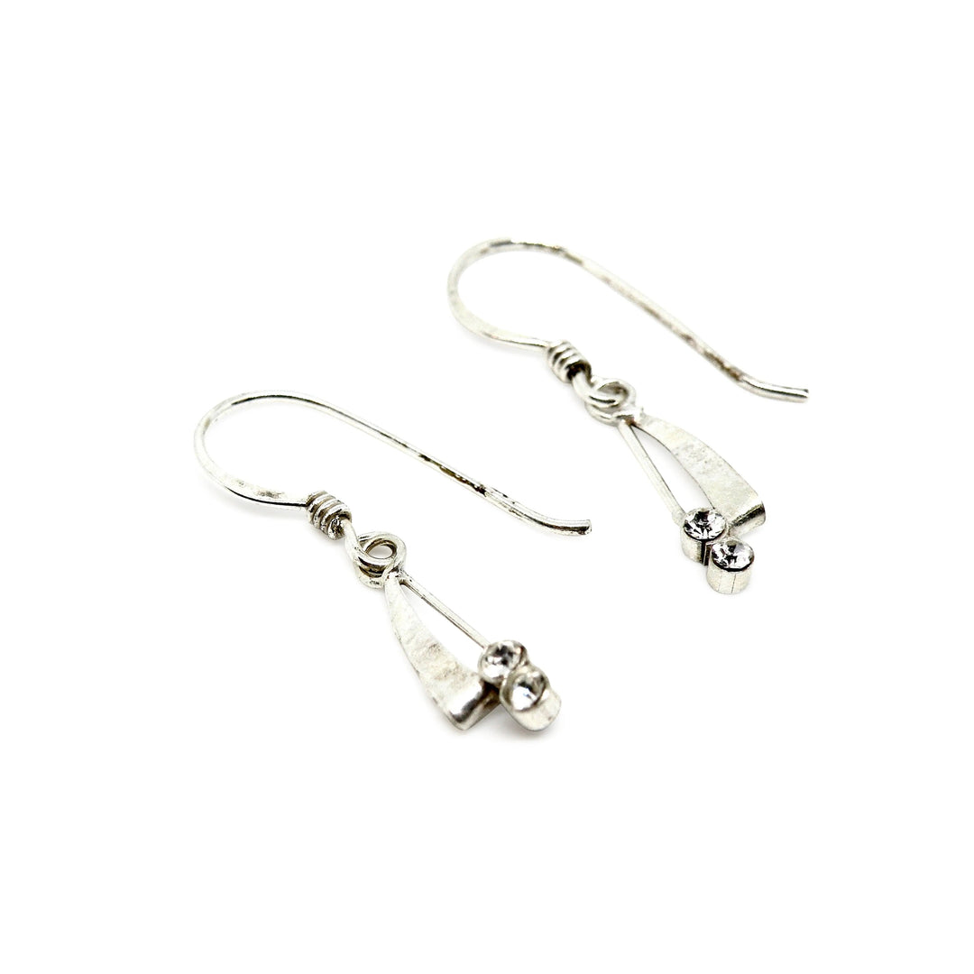 Øreringe, ørekrog geometri med krystal, sterlingsølv Beadhouse of Copenhagen