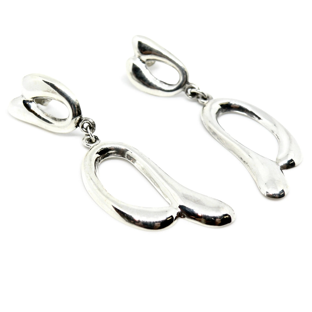 Øreringe, ørestikkere organisk vedhæng, sterlingsølv, 50 mm Beadhouse of Copenhagen