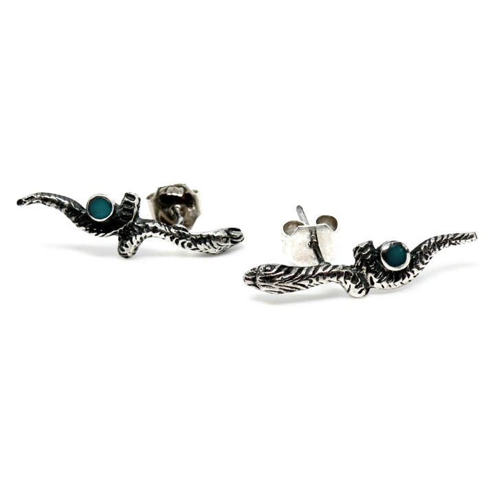 Øreringe, ørestikkere slange med onyx eller turkis, sterlingsølv Beadhouse of Copenhagen