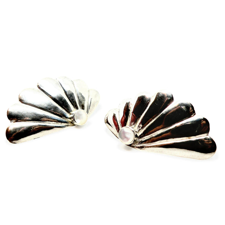 Øreringe, ørestikkere vifte med smykkesten, sterlingsølv, 38 mm Beadhouse of Copenhagen