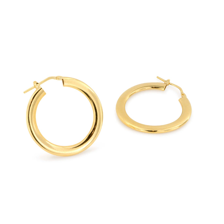 Øreringe, flad chunky hoop, forgyldt sterlingsølv, 25 x 4 x 2 mm Italy