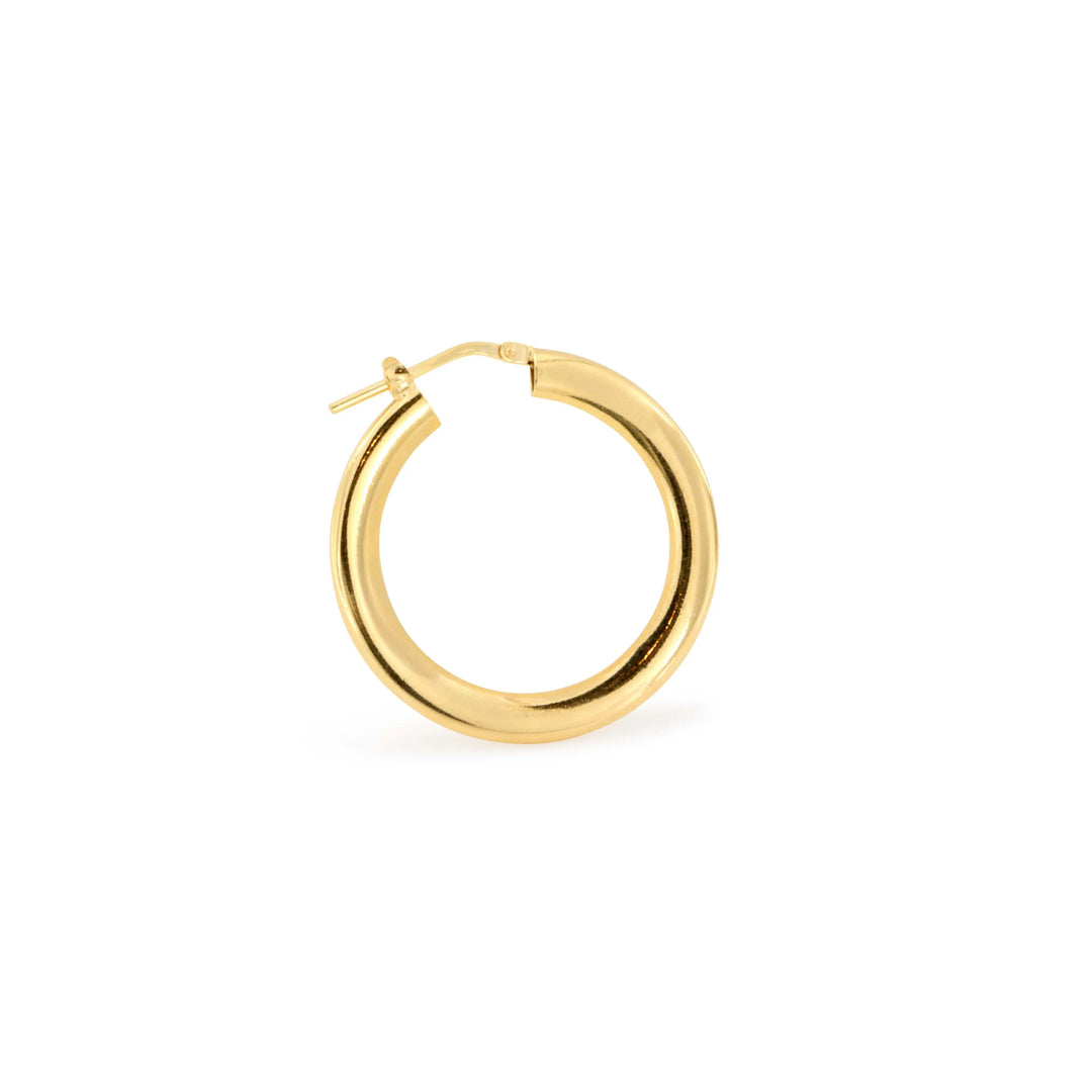 Øreringe, flad chunky hoop, forgyldt sterlingsølv, 25 x 4 x 2 mm Italy