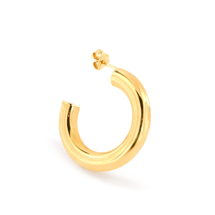 Øreringe, ørestikkere chunky hoops, forgyldt sterlingsølv,  32 x 6 mm Italy