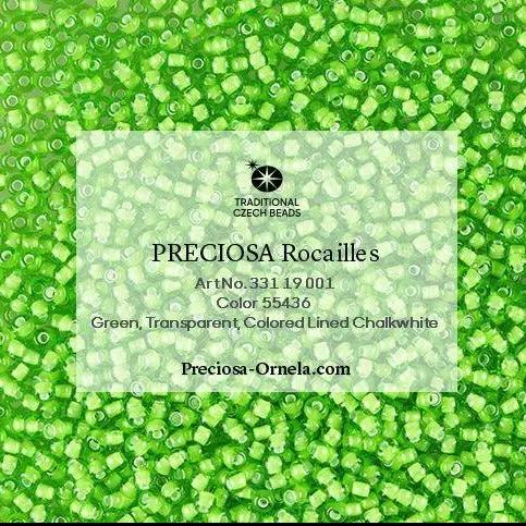 Grønne glasperler, preciosa, whitelined transparent green, storkøb Preciosa
