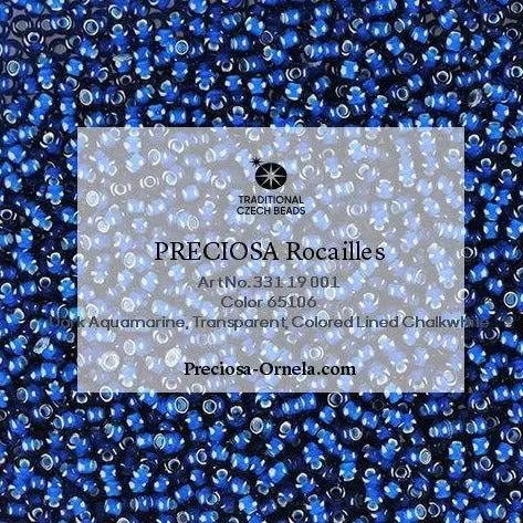 Blå glasperler, preciosa, whitelined dark aquamarine, storkøb Preciosa