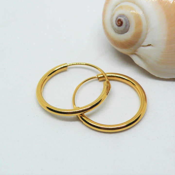 Øreringe, hoops, 16 mm, sterlingsølv og forgyldt sterlingsølv BLT