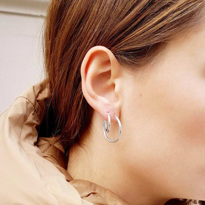 Øreringe, hoops, 30mm, sterlingsølv og forgyldt sterlingsølv BLT