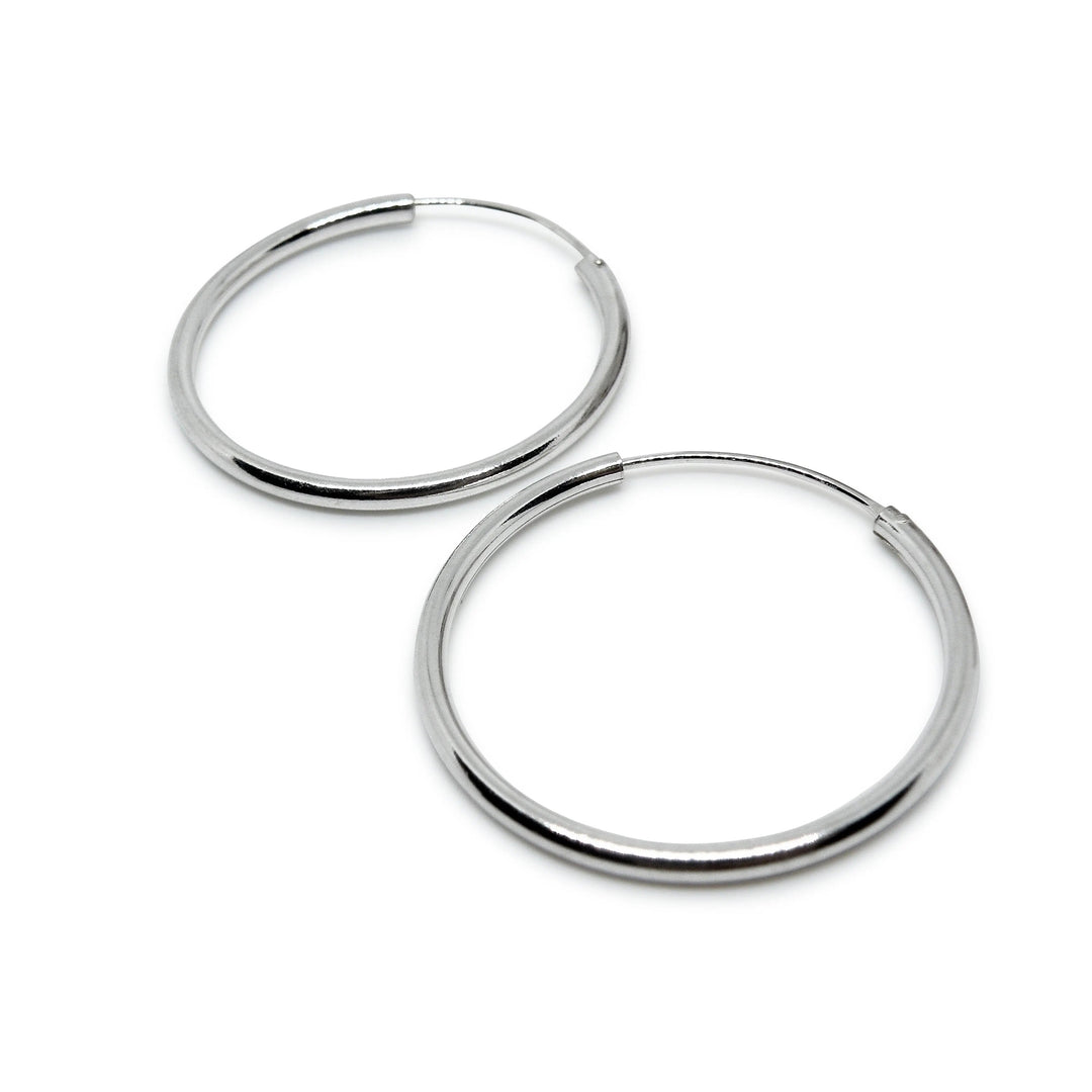 Øreringe, hoops, 50 mm, forgyldt og sterlingsølv BLT