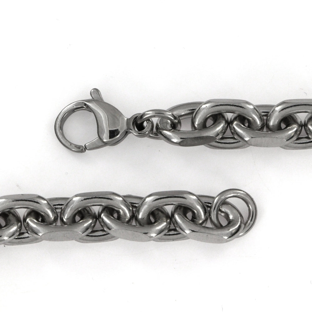 Halskæde, anker facet kæde, stål, 40-60 cm/8 mm BLT