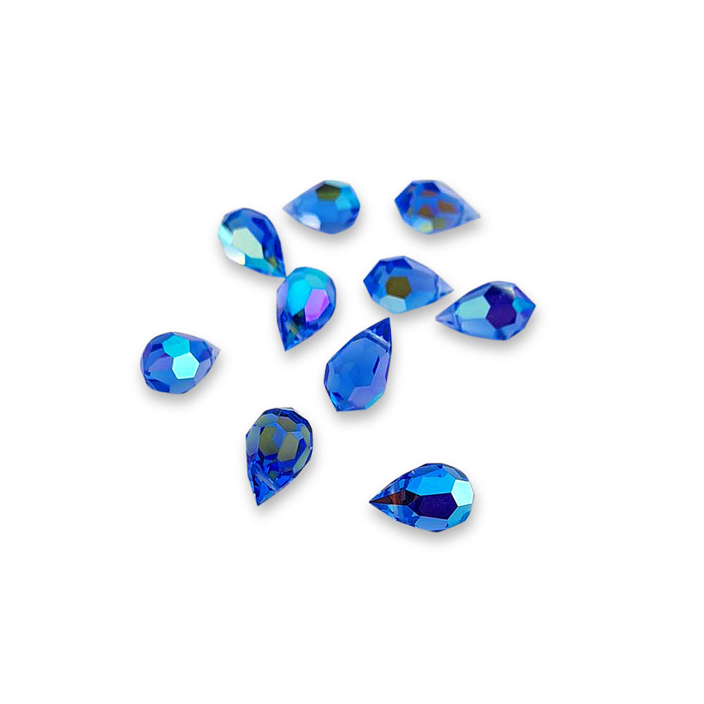 Find Blå glasperler, preciosa crystal drops, sapphire ab, 9 x 15 mm hos Beadhouse of Copenhagen i dag, med en altid hurtig levering!