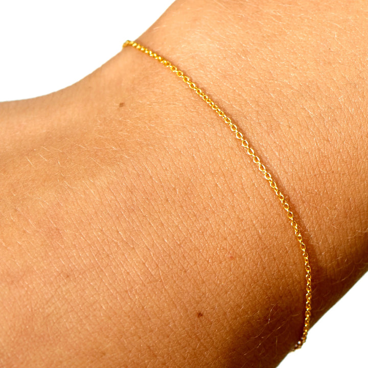 Armbånd, rund anker kæde, forgyldt sterlingsølv,16-18 cm/ 1 mm Silveks