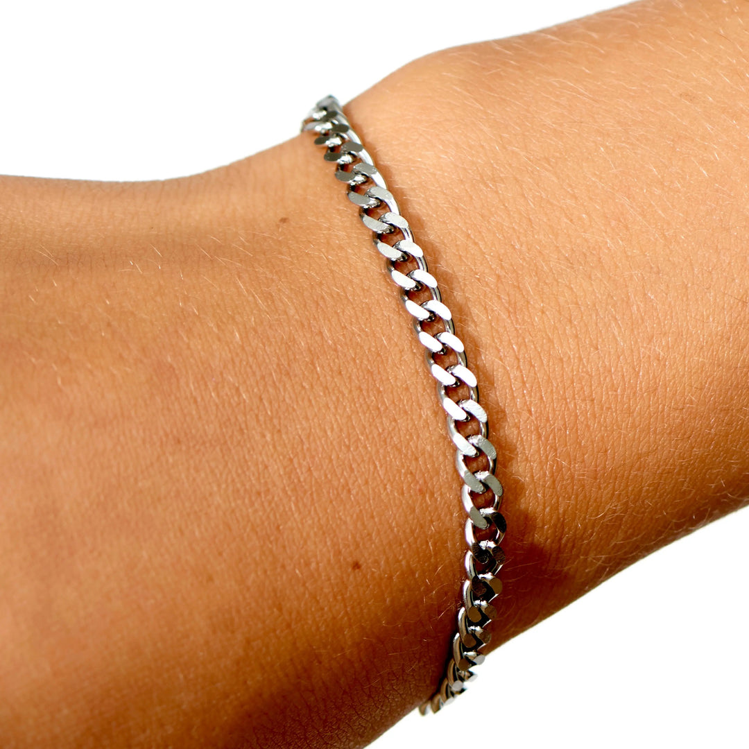 Armbånd, panser facet kæde, stål, 18-22 cm/4,5 mm BLT