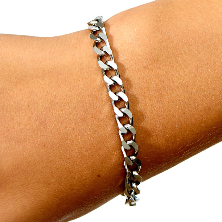 Armbånd, panser facet kæde, stål, 18-22 cm/5,5 mm BLT