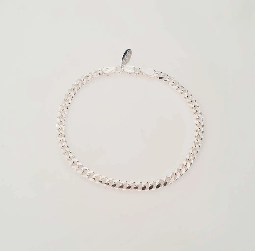 Armbånd, chunky cuban kæde, sterlingsølv, 17-21 cm/5 mm Aura