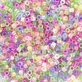 Miksede glasperler, miyuki delica beads, ceylon soft 1 Krea
