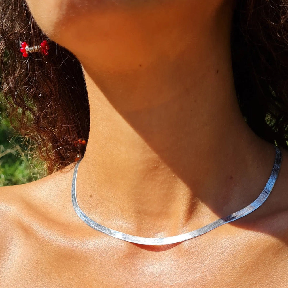 Halskæde, snake kæde, sterlingsølv og forgyldt, 40-50cm/4,5mm Spain