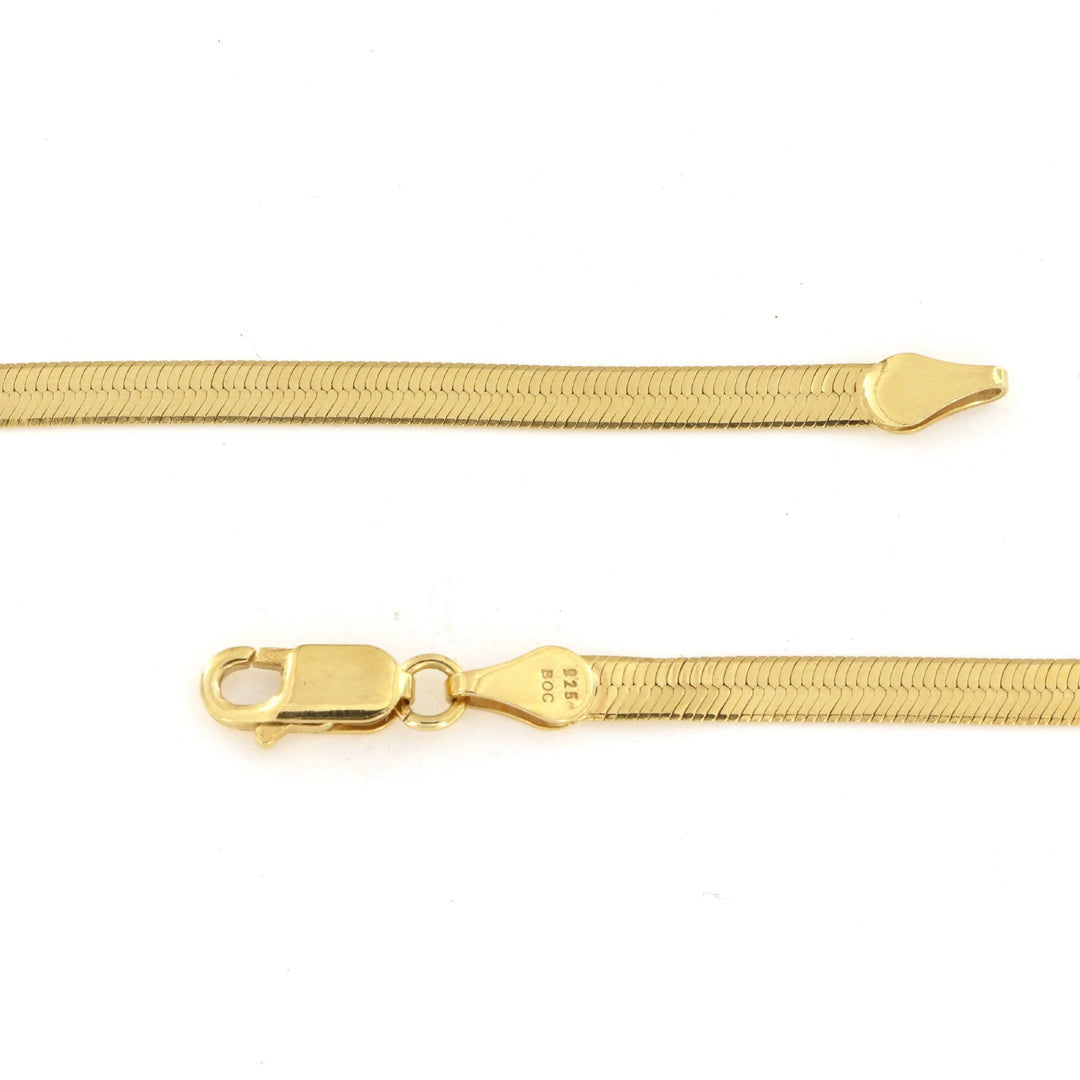 Halskæde, snake kæde, sterlingsølv og forgyldt, 40-50cm/4,5mm Spain