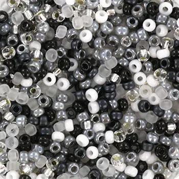 Blandede glasperler, miyuki rocailles seed beads, black and white mix Krea