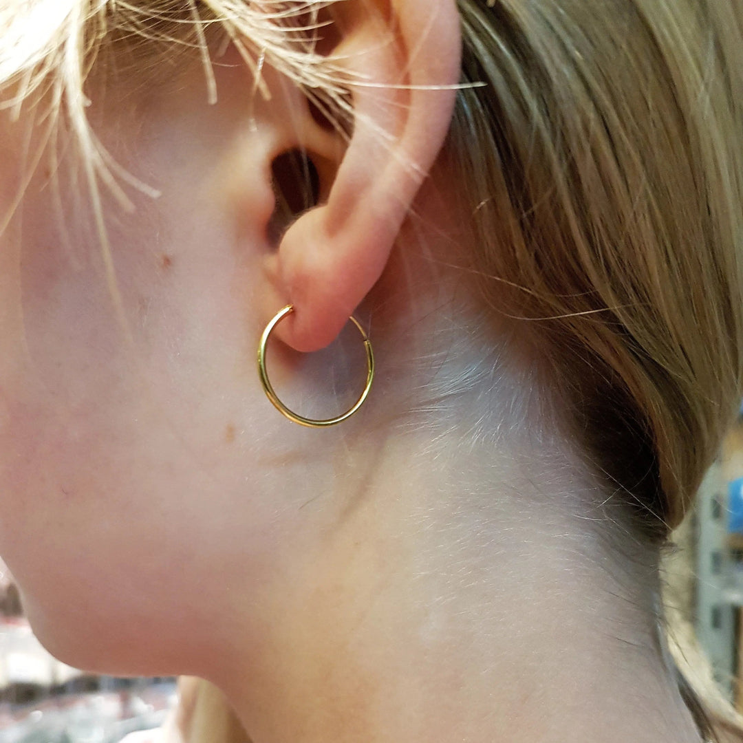 Øreringe, hoops, 18mm, sterlingsølv og forgyldt sterlingsølv BLT