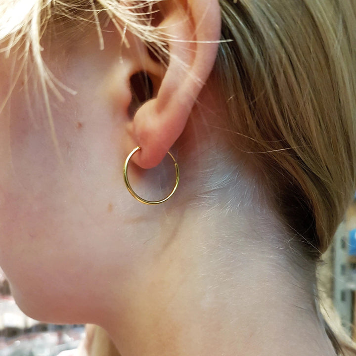 Øreringe, hoops, 18mm, sterlingsølv og forgyldt sterlingsølv BLT