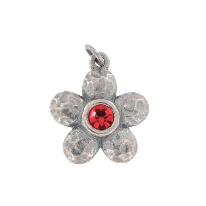 Halskæde med vedhæng, blomst med krystal, oxideret forsølvet messing Beadhouse of Copenhagen